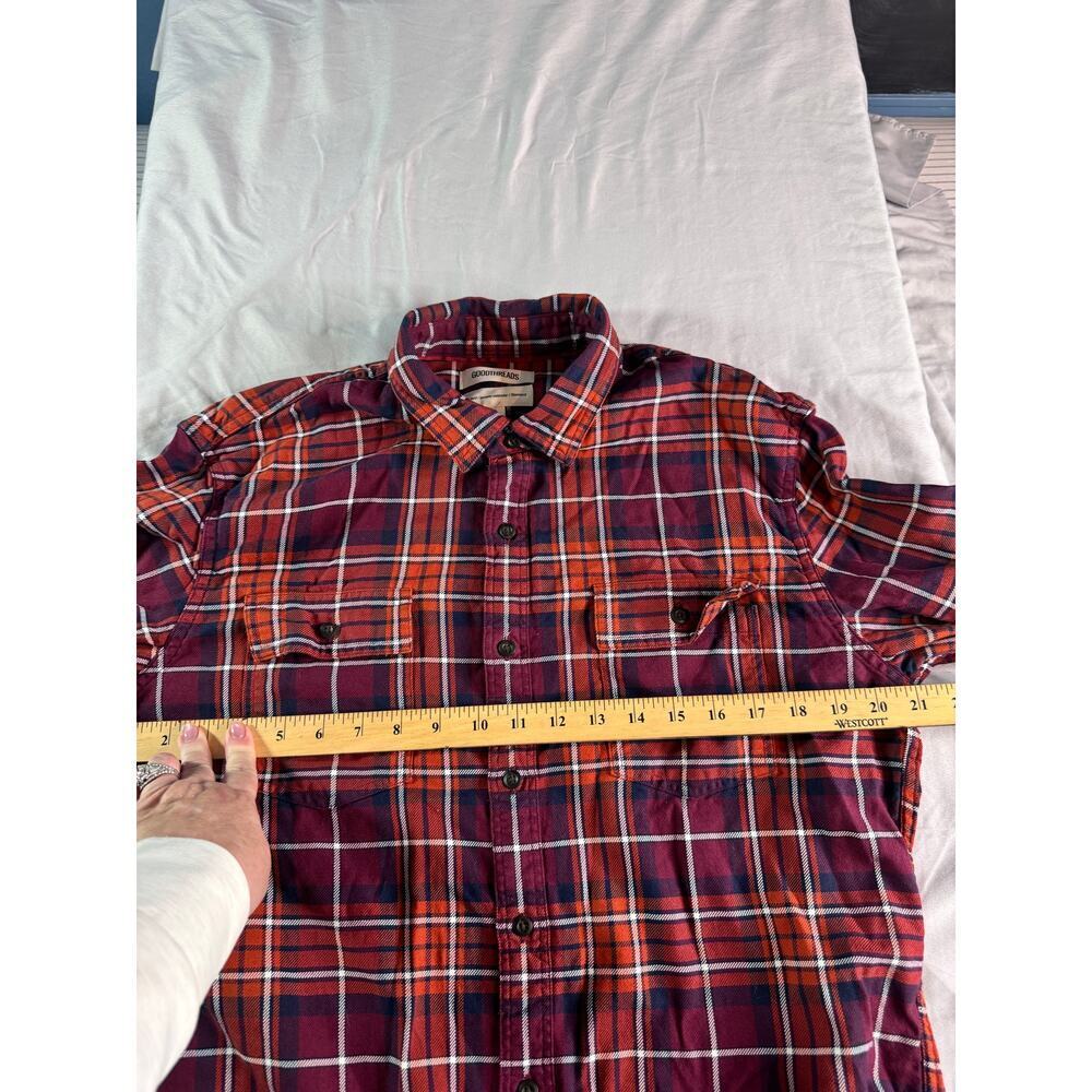 Goodthreads Flannel Shirt Men’s Large Red Plaid 100% Cotton Button Up Casual - Picture 7 of 8